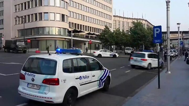 Man shot in Brussels rail station amid bomb belt claims