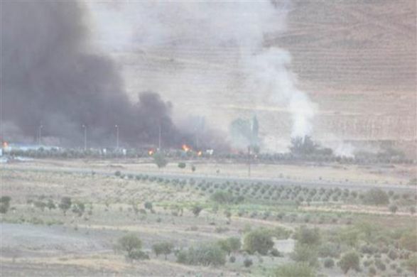 10 soldiers injured after ammunition depot catches fire near Turkey-Syria border