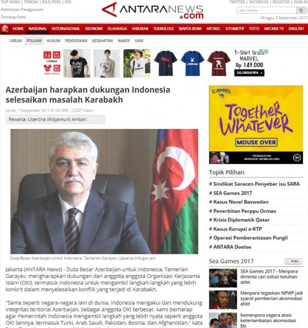 Indonesian public informed about realities of Nagorno-Karabakh conflict