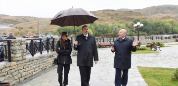President Ilham Aliyev viewed works done in Damirchi village in Shamakhi