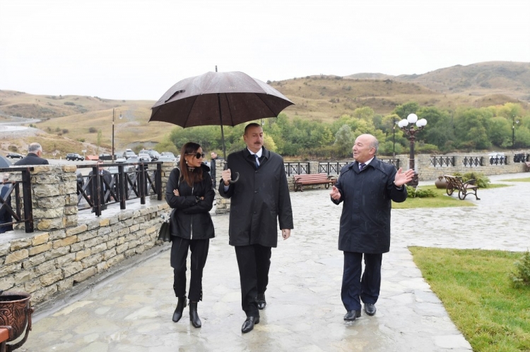 President Ilham Aliyev viewed works done in Damirchi village in Shamakhi