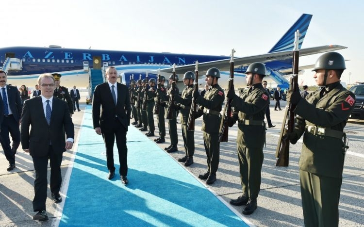 Azerbaijani president arrives in Turkey