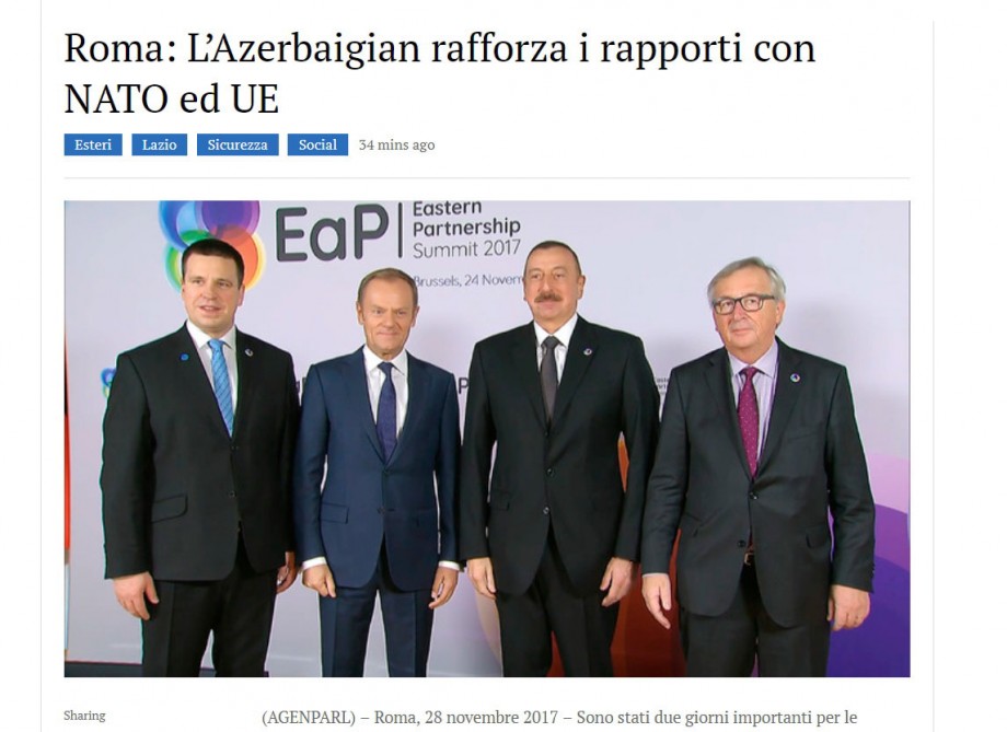 Italian press agency: Azerbaijan strengthens relations with NATO and EU