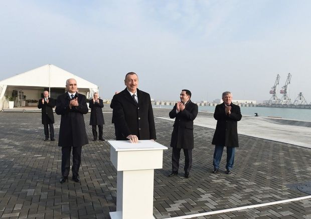 Azerbaijani president inaugurates RO-RO terminal in Baku International Sea Trade Port