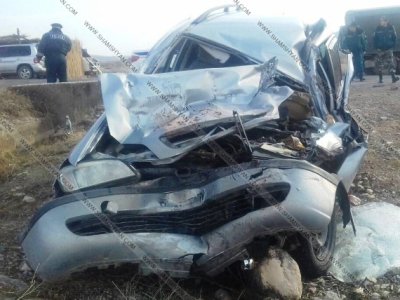 Army truck and Opel collide in Armenia's Ararat region 