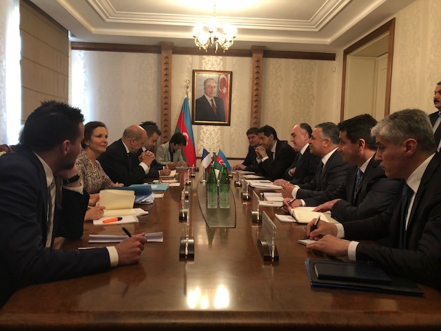 Azerbaijani FM receives his French counterpart