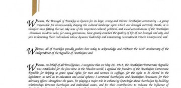 Borough of Brooklyn proclaims May 28 as ‘Azerbaijan National Day’