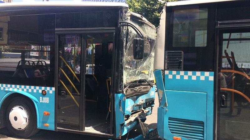 Six injured as three buses crash in Istanbul