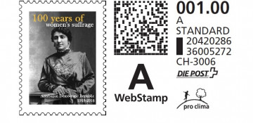 Postage stamp issued in Switzerland on 100th anniversary of granting voting right to Azerbaijani women