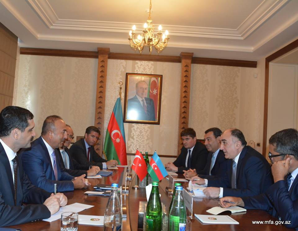 Minister of Foreign Affairs Elmar Mammadyarov meets with Mevlüt Çavuşoğlu, Minister of Foreign Affairs of Turkey
