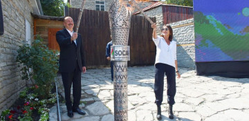Azerbaijani president, first lady attend ceremony to start natural gas supply to Lahij settlement 