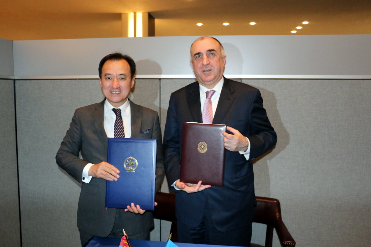 Elmar Mammadyarov had a meeting with the Minister of Foreign Affairs of Mongolia Tsogtbaatar Damdin in New York