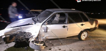 Two vehicles collide in Armenia’s Shirak, one burns down completely