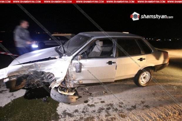 Two vehicles collide in Armenia’s Shirak, one burns down completely