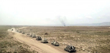 Rocket and artillery units of Azerbaijani army hold training with combat shooting 