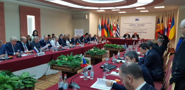 Azerbaijani MPs attending PABSEC plenary session in Yerevan