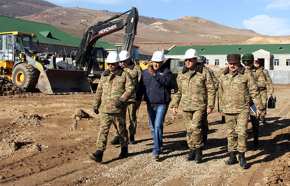 Azerbaijani defense minister visits several military facilities under construction 