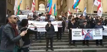 Azerbaijanis hold rally in front of Georgian parliament 
