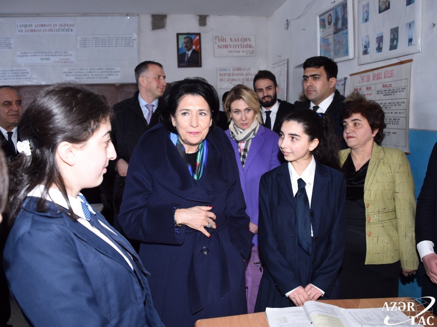 Georgian President visits secondary school in Gakh