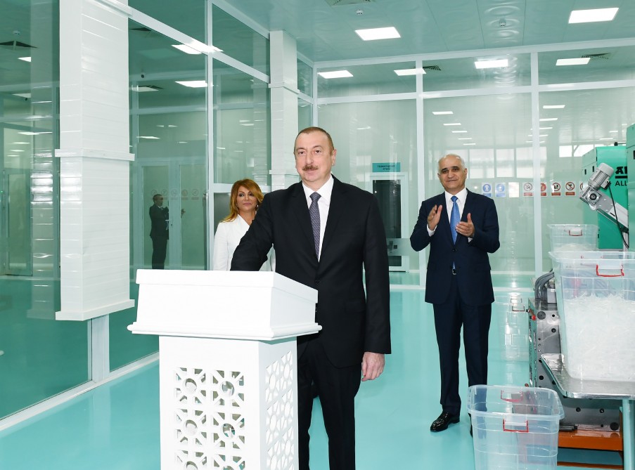 President Ilham Aliyev attends opening of syringe plant in Pirallahi Industrial Park