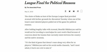 The Associated Press publishes article on UEFA Europa League Baku final