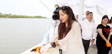 Heydar Aliyev Foundation VP attends ceremony to release sturgeon fry grown in Neftchala into Caspian 