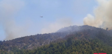Fire breaks out in mountainous area in Azerbaijan’s Aghsu region, helicopters involved 