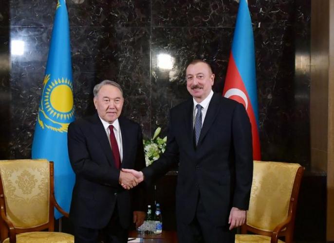 Azerbaijan President Ilham Aliyev meets with First President of Kazakhstan Nursultan Nazarbayev