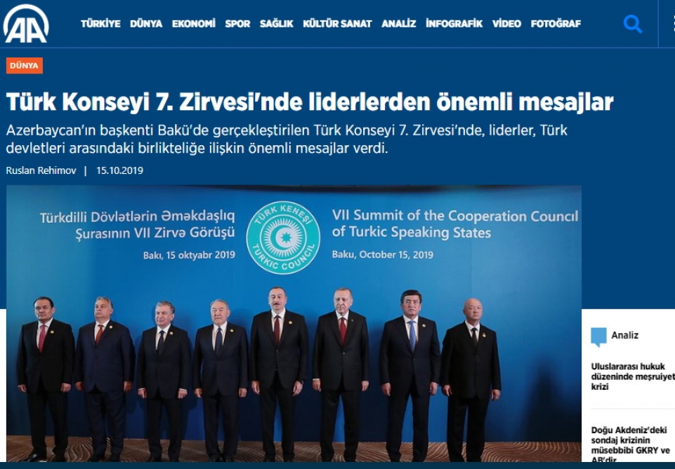 Turkish media highlight Turkic Council summit in Baku