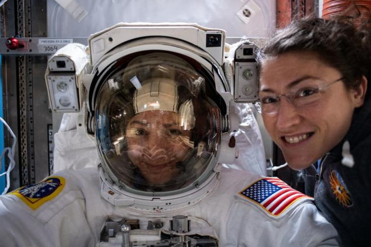 Two NASA astronauts complete first-ever all-female spacewalk