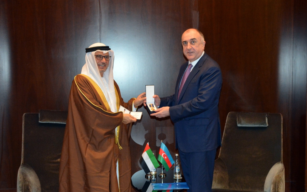 UAE FM presented with medal of 100th anniversary of diplomatic service of Azerbaijan