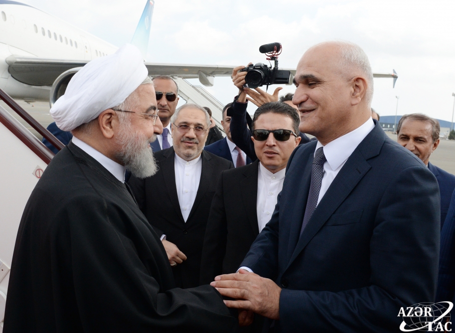 Iranian President Rouhani arrives in Azerbaijan 