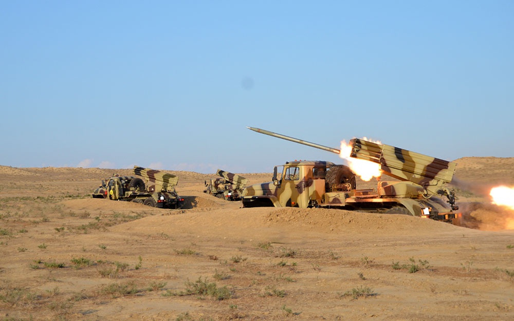 Rocket, artillery units of Azerbaijani army conduct live-fire exercises (VIDEO)
