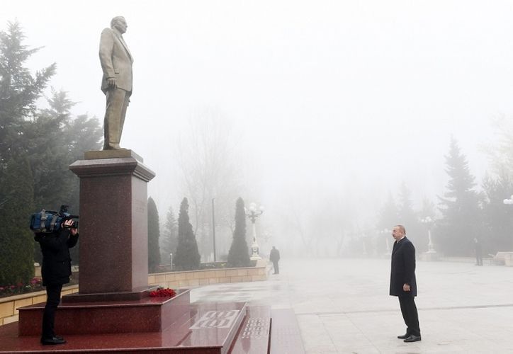 President Ilham Aliyev arrives in Shamakhi district for visit