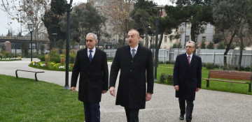 President Ilham Aliyev views ongoing renovation works in another park in Baku
