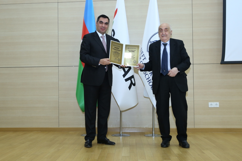 SOCAR's First Vice-President Khoshbakht Yusifzade awarded diploma of Honorary Professor of Baku Higher Oil School