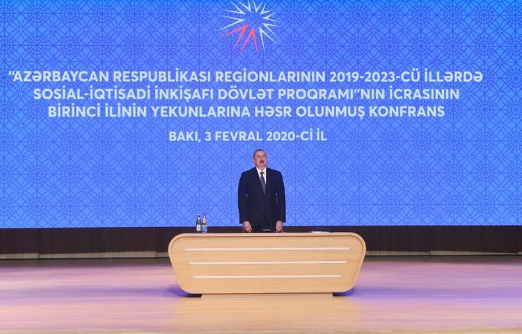 President Ilham Aliyev attends conference dedicated to results of first year implementation of the State Program on socio-economic development of regions in 2019-2023
