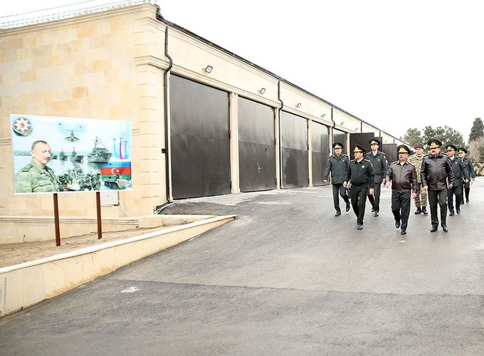Azerbaijan's Defense Minister attends the opening of military facilities