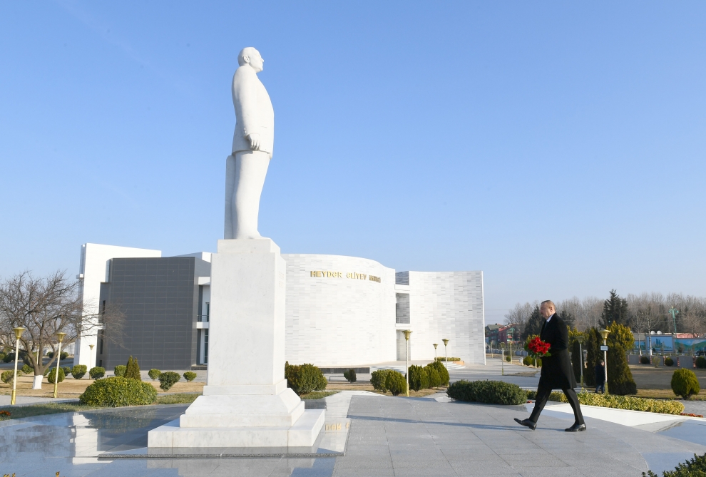 President Ilham Aliyev arrives in Aghstafa district for visit