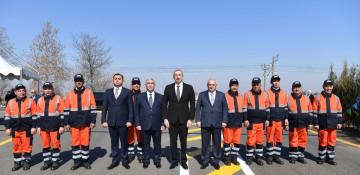President Ilham Aliyev attends opening of newly reconstructed highway in Tovuz