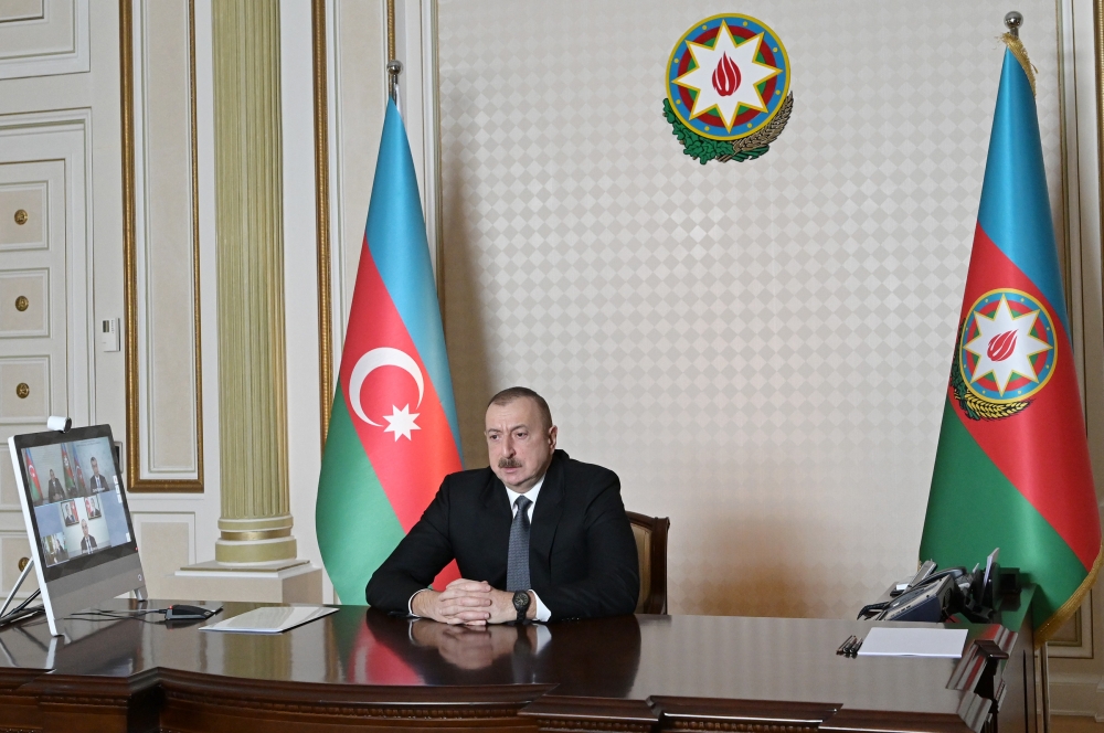 President Ilham Aliyev holds meeting through videoconference with participation of two ministers
