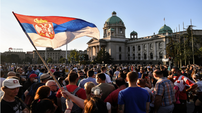 Thousands protest against Serbian leader despite warnings of virus risk