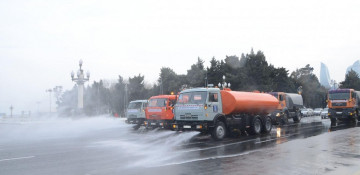 Mass disinfection work on Baku streets