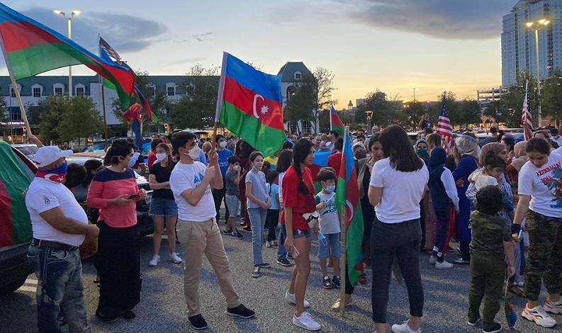 Azerbaijanis hold rally as sign of protest in Texas against Armenia’s fascist actions