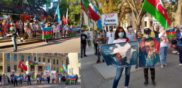 Azerbaijani flag hoisted in the city center in Canada's Calgary