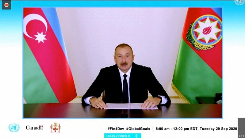 President Ilham Aliyev made speech in a video format at a meeting of Heads of State and Government on “Financing the 2030 Agenda for Sustainable Development in the Era of COVID-19 and Beyond”
