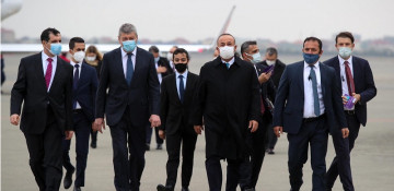 Turkish foreign minister arrives in Azerbaijan
