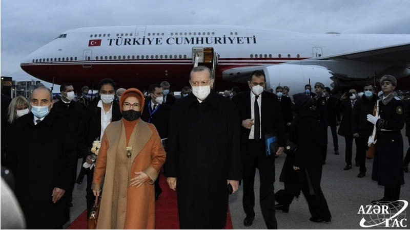 Turkish President Erdogan arrives in Azerbaijan