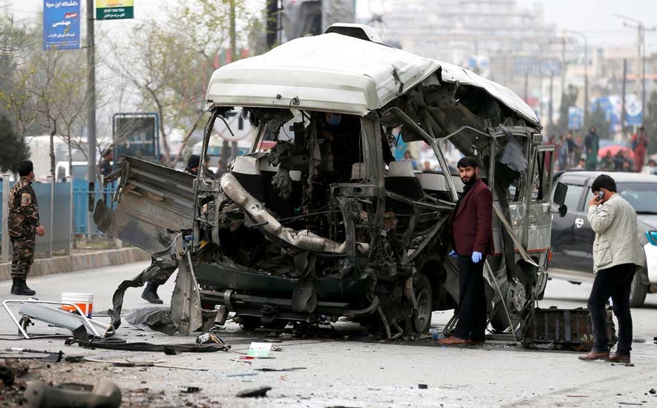 Four killed in bombing of Afghan government bus, nine die in helicopter crash