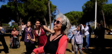 Ravers feel the music at socially distanced silent disco in Barcelona